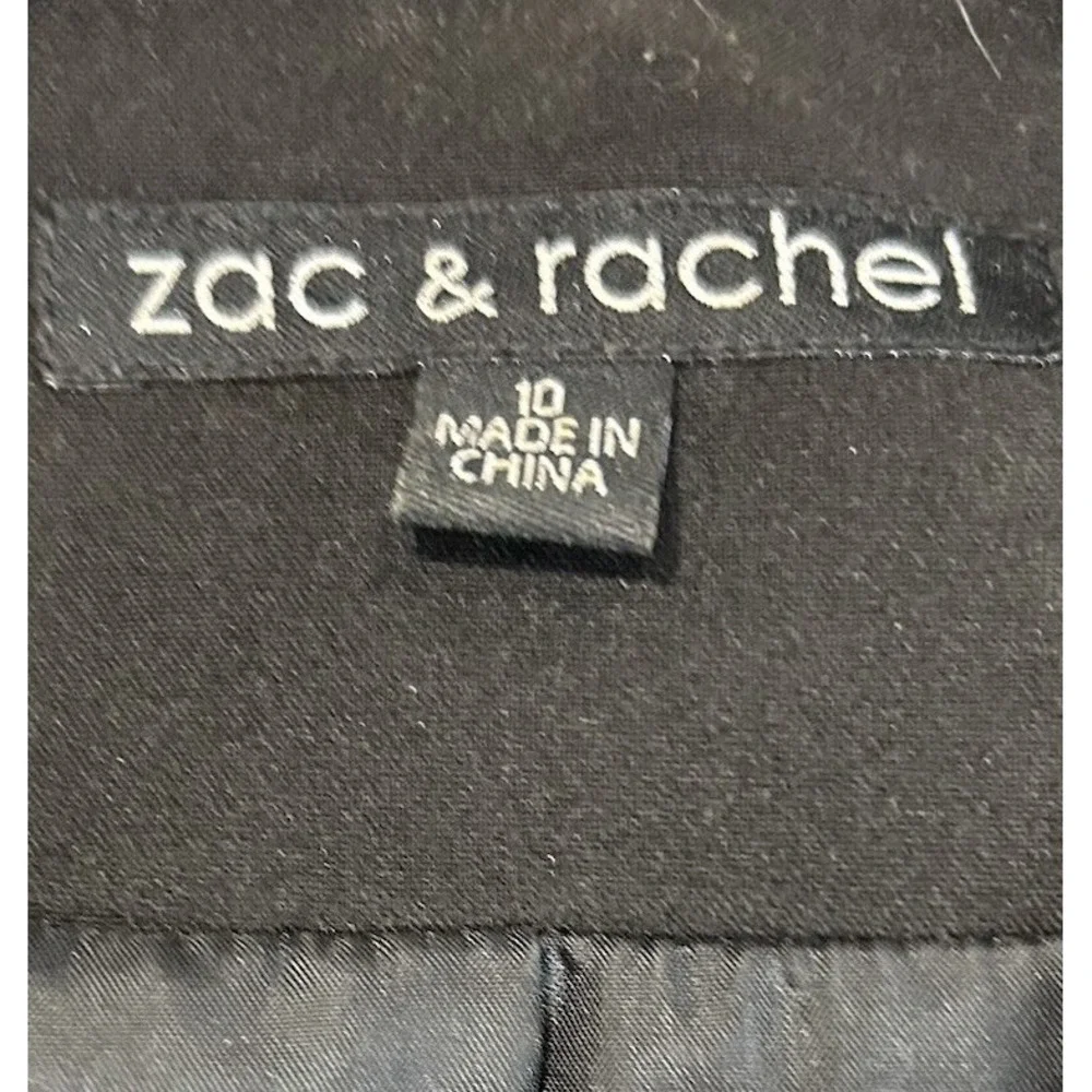 Zac & Rachel‎ Black Blazer jacket Womens 10 Faux Leather Trim Dark Academia Work